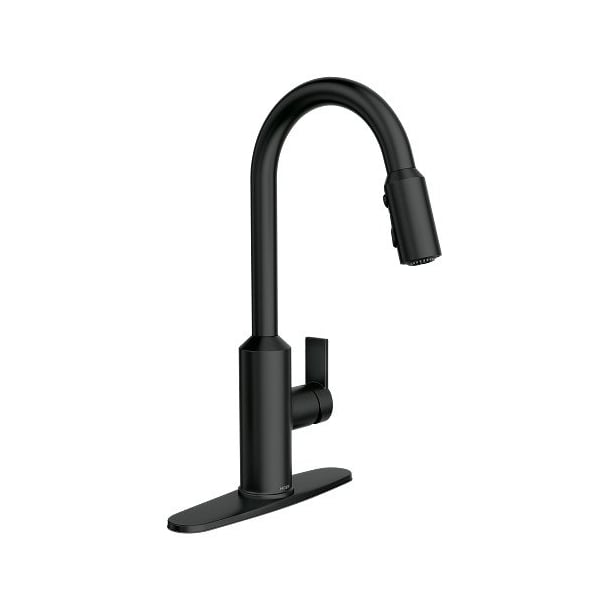 MEENA One-Handle High Arc Pulldown Kitchen Faucet in Matte Black